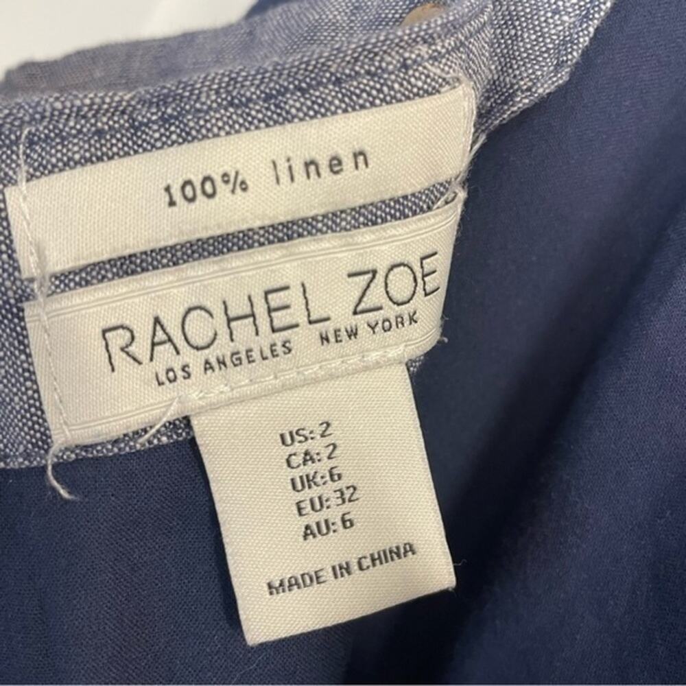 Rachel Zoe Jumpsuit Linen Scoop neck tank Belted Cropped Pants Size 2 - Picture 4 of 8